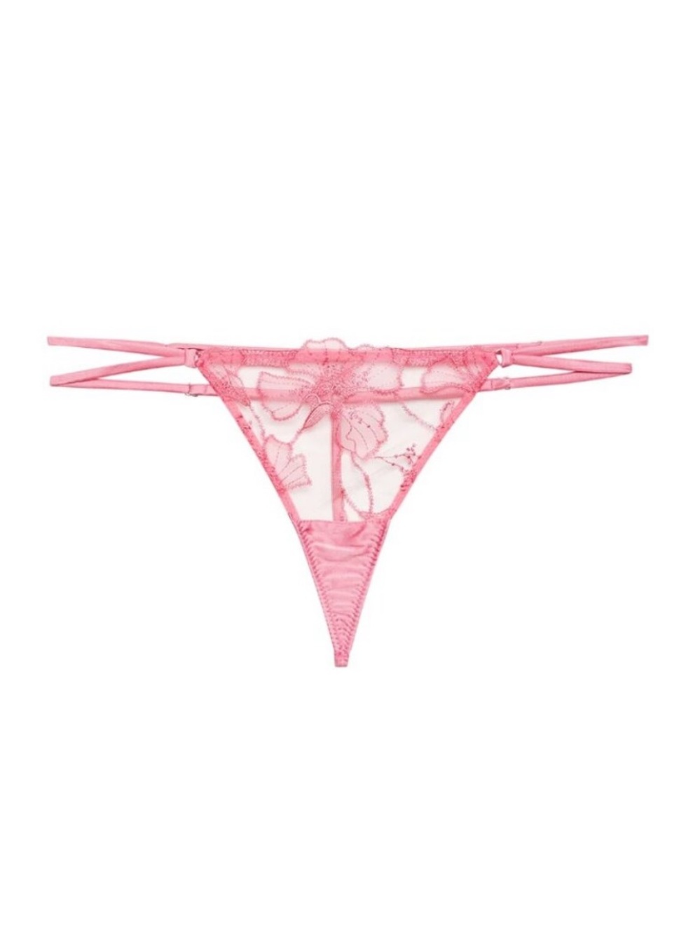 NWT Fleur Du Mal Harper Embroidery V-String in Pink